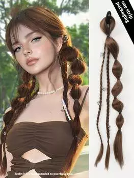 Синтетические длинные прямые волосы, натуральные пузырчатые косички, парик с резинкой, натуральная мода 24inch