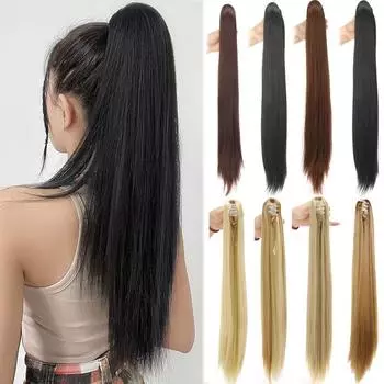 Синтетические длинные прямые заколки для наращивания волос «конский хвост» 50 см, термостойкие волосы «конский хвост» для женщин, повседневная вечеринка