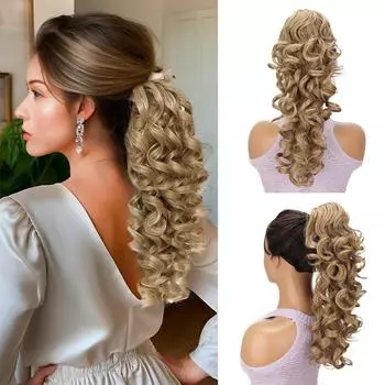 Синтетические длинные вьющиеся коготь клипсы в конский хвост наращивание волос элегантные для женщин простые в использовании аксессуары 40cm