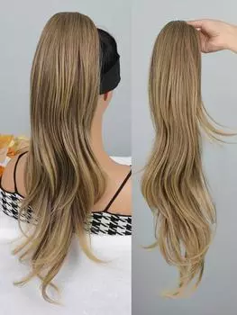 Синтетические длинные вьющиеся многослойные волнистые завязывающиеся на шнурке конские хвосты 24 дюйма для женщин термостойкие искусственные волосы 24inch