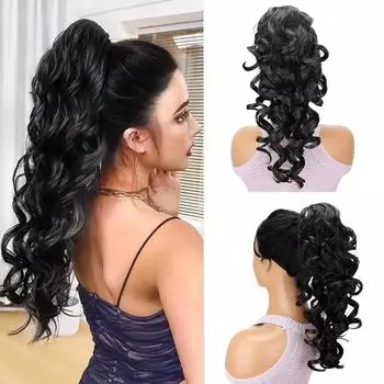 Синтетические длинные вьющиеся накладные хвостики-когти, элегантные для женщин, простые в использовании и стильные аксессуары для волос 40cm