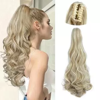 Синтетические длинные вьющиеся волнистые накладные волосы для хвоста, элегантные накладные волосы для женщин, аксессуары для ежедневного использования 60cm