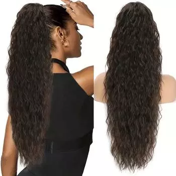 Синтетические длинные вьющиеся волнистые волосы для наращивания в виде хвоста, натуральные накладные волосы в виде хвоста, поддельный хвост для женщин, одежда для косплея 65cm