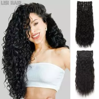 Синтетические длинные вьющиеся волосы MISSQUEEN, термостойкое волокно, черный, светлый шиньон для женщин, для вечеринок 60cm