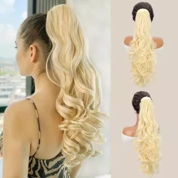 Синтетические длинные волнистые хвостики для наращивания волос на заколках для волос с когтями для женщин ежедневное использование 65cm