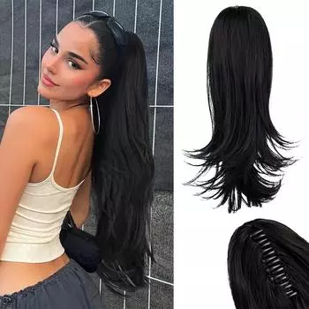 Синтетические длинные волнистые коготь в хвосте наращивание волос конский хвост шиньон для женщин ежедневный косплей 35cm