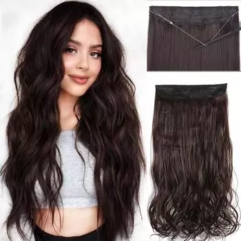 Синтетические длинные волнистые накладные волосы Halo без зажима в натуральном скрытом секретном накладном волосе из синтетического термостойкого волокна 55cm