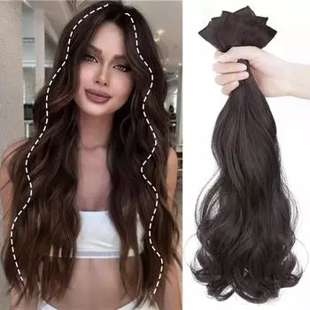 Синтетические длинные волнистые накладные волосы на клипсах, натуральные густые волосы, 3 шт./компл., ежедневное использование, термостойкие волосы для женщин, повседневная одежда 60cm
