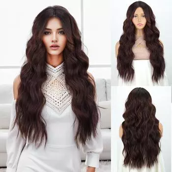 Синтетические длинные волнистые парики MERISIHAIR, темно-фиолетовый парик с челкой, наращивание волос, термостойкий парик для женщин, одежда для косплея