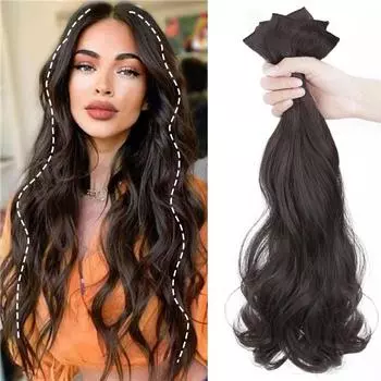 Синтетические длинные волнистые заколки для наращивания волос, натуральные густые волосы, 3 шт./компл., термостойкие волосы для повседневного использования для женщин 60cm