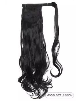Синтетические длинные волосы для наращивания на липучке черного цвета, подходящие для повседневной носки женщин.