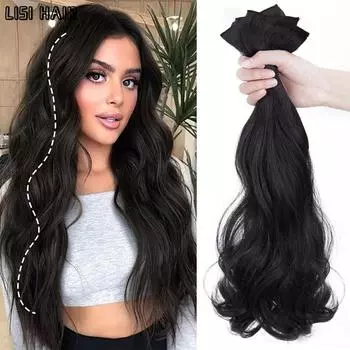 Синтетические длинные волосы XINRAN на заколке для наращивания волос, натуральные густые волосы, 3 шт./компл., термостойкие волосы для повседневного использования для женщин 60cm