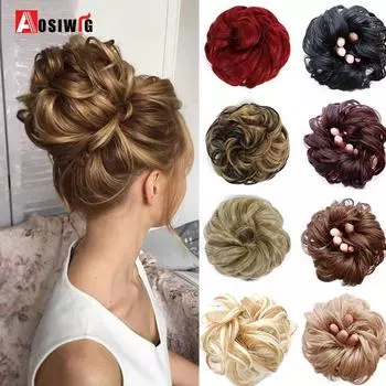 Синтетические гибкие булочки AOSI, пончик, серо-коричневый, резинка для волос, эластичные грязные вьющиеся резинки для волос, наращивание волос с конским хвостом