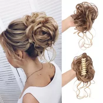 Синтетические грязные вьющиеся волосы в виде когтей, булочка, шиньон, наращивание волос, резинки для волос, искусственные накладные волосы с хвостом для женщин, шиньоны