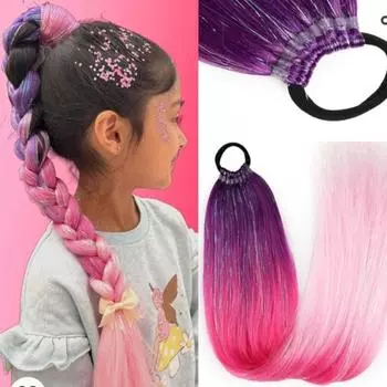 Синтетические хвостики, женские разноцветные длинные хвостики, разноцветные хвостики, легко носить, подходят для праздничных вечеринок