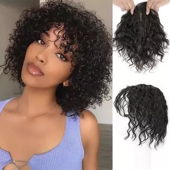 Синтетические короткие черные волнистые волосы на заколках для волос, накладные волосы, увеличение объема волос для женщин, ежедневный косплей 25cm