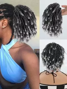 Синтетические короткие парики 6 дюймов афро пуховые кудрявые вьющиеся завязки на заколках для волос конский хвост накладные волосы натуральный шиньон конский хвост для женщин повседневная одежда 6inch