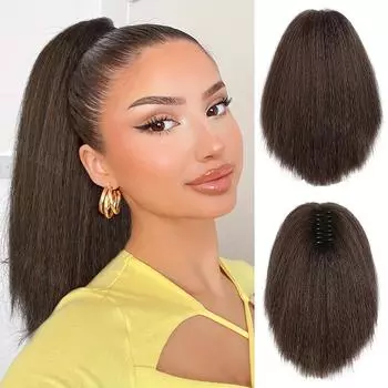 Синтетические короткие прямые наращивание волос MISSQUEEN, зажим для наращивания волос, наращивание хвоста для женщин, ежедневное использование 30cm