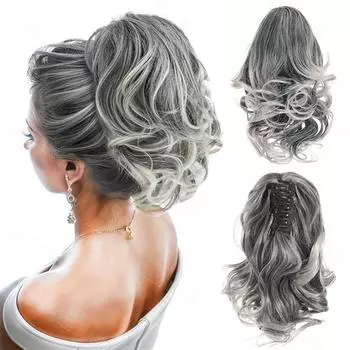 Синтетические короткие вьющиеся волнистые хвостики MERISIHAIR, наращивание волос на зажимах для женщин и девочек, аксессуары для волос 25cm