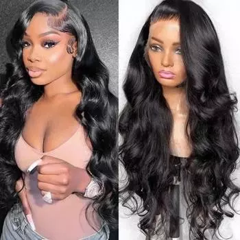 Синтетические кружевные передние парики для чернокожих женщин, кружевные фронтальные предварительно выщипанные натуральные волосы с детскими волосами, плотность 180% 20inches-13X1 T Part Wig