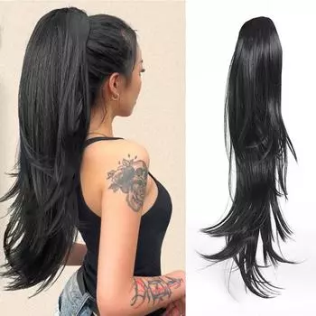 Синтетические надувные хвостики для наращивания хвостов на шнурке Поддельные накладные шиньоны Черный Blodne Розовый кусок волос для ежедневного использования Женщины Девушки Натуральные элегантные