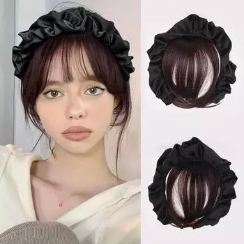 Синтетические накладные челки для волос, аккуратные ленты с бахромой и повязкой на голову, термостойкие челки для наращивания волос, шиньон