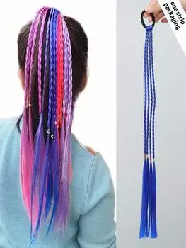 Синтетические накладные волосы 20-дюймовый хвостик цветные косички накладные волосы с резинками радужные плетеные аксессуары для женщин вечеринка основные моменты косплей 20inch