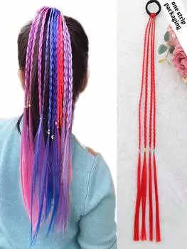 Синтетические накладные волосы 20-дюймовый хвостик цветные косички накладные волосы с резинками радужные плетеные аксессуары для женщин вечеринка основные моменты косплей 20inch