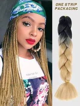 Синтетические накладные волосы 32 дюйма, цветные омбре, синтетические косички, предварительно растянутые, большие, для наращивания волос для самостоятельного ежедневного использования 32inch