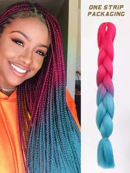 Синтетические накладные волосы 32 дюйма, цветные омбре, синтетические косички, предварительно растянутые, большие, для наращивания волос для самостоятельного ежедневного использования 32inch