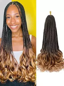 Синтетические накладные волосы французские завитки крючком косички 18 дюймов 8 упаковок крючком коробочные косички с кудрявыми волнистыми концами 18inch