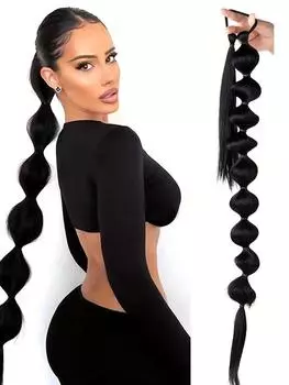 Синтетические накладные волосы, хвостик-конский хвост с пузырьками, афро-конский хвост с пузырьками, 30 дюймов, обертывание вокруг хвоста-фонаря для женщин, ежедневное использование 30inch