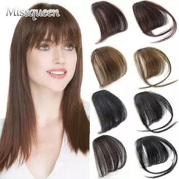 Синтетические накладные волосы MISSQUEEN с воздушной челкой, натуральные черные, светло-коричневые, темно-коричневые, высокотемпературные волокна China