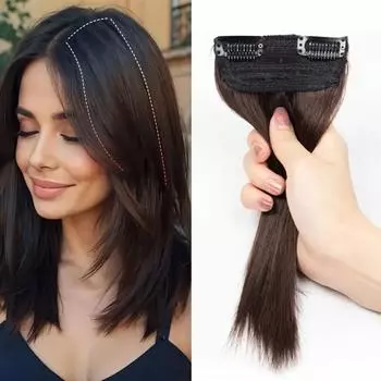 Синтетические накладные волосы на заколках 2 заколки Накладные волосы на заколках Короткие прямые накладные волосы Невидимая шпилька для волос Высокотемпературное волокно для женщин Более пышный вид 30cm