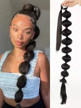 Синтетические накладные волосы, накладные волосы в виде пузырьков, хвостик, афро-пузырь, хвостик, 30 дюймов, обернутый вокруг хвоста-фонарика для женщин 30inch