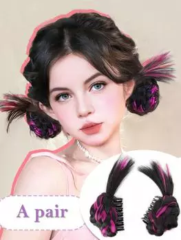 Синтетические накладные волосы зажим для волос с двойным шариком интегрированная заколка для волос в форме волана 6inch