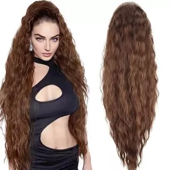 Синтетические наращивания хвоста XINRAN для женщин, 26 дюймов, длинные вьющиеся волнистые зажимы для хвоста, натуральный хвост для ежедневного использования