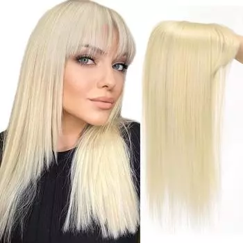 Синтетические натуральные прямые искусственные волосы с челкой, сменное покрытие для волос, белые невидимые волосы для женщин, 3 зажима для наращивания волос