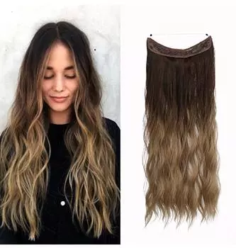 Синтетические натуральные волнистые заколки, невидимые накладные волосы, смешанные цвета, коричневый, блонд, искусственные накладные волосы для женщин