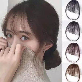Синтетические натуральные волосы на лбу с челкой, искусственные челки, парик с воздушной челкой, женский парик, настоящие комические гладкие челки, невидимый парик black
