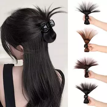 Синтетические небрежные пучки для волос, накладные волосы с зажимом для волос, накладные волосы для женщин, короткие регулируемые стили, легкие накладные волосы 15cm