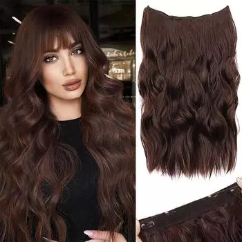 Синтетические невидимые накладные волосы, длинные волосы с регулируемыми 4 зажимами, мягкие прозрачные кружевные черные волосы для наращивания, натуральные волнистые волосы для женщин 50cm