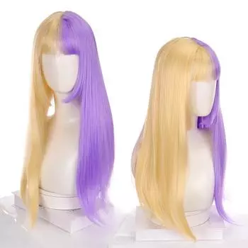 Синтетические парики для женщин 24 дюйма, химэ, челка с бахромой, красный, фиолетовый, для вечеринки в честь Хэллоуина, предметы для косплея, парик полу-полуцветного цвета 24inches