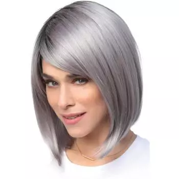 Синтетические парики для женщин, женские прямые короткие Бобо, синтетические седые волосы, термостойкое волокно, парик для косплея для вечеринок, повседневного использования серый