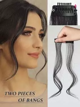 Синтетические парики из высокотемпературного шелка черного цвета, 10-дюймовая челка в виде драконьей бороды, двухсекционная челка, заколка для волос 10inch