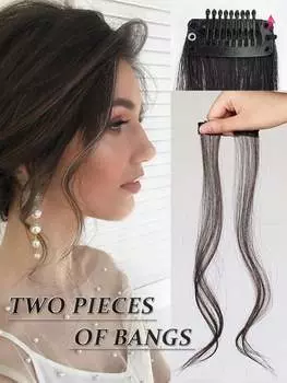 Синтетические парики из высокотемпературного шелка черного цвета, 10-дюймовая челка в виде драконьей бороды, двухсекционная челка, заколка для волос 14inch