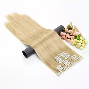 Синтетические прямые волосы 55 см, 16 зажимов, 6 шт./компл., зажим на всю голову, наращивание волос, хвостик 27#