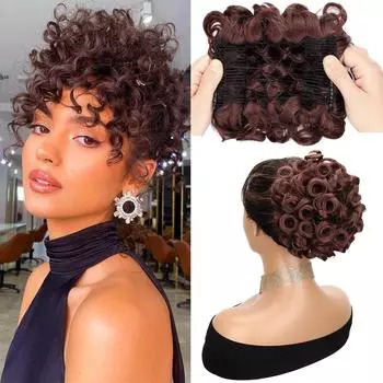 Синтетические расчески, небрежные вьющиеся волосы, накладные волосы, толстые накладные волосы, зажимы для хвоста, резинки для волос, накладные волосы для женщин 10cm