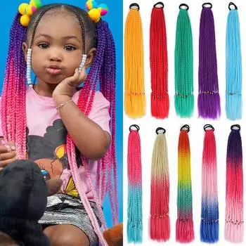 Синтетические разноцветные волосы MERISIHAIR, плетеные в хвост, наращивание, конский хвост и длинная коса с резинкой 65cm
