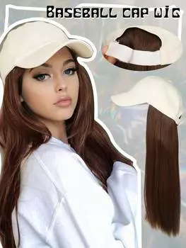 Синтетические регулируемые белые парики-шапочки с бесшовным соединением для женщин 24inch